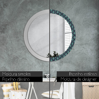 Miroir rond cadre avec impression Motif floral