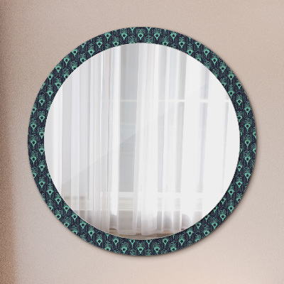 Miroir rond cadre avec impression Motif floral