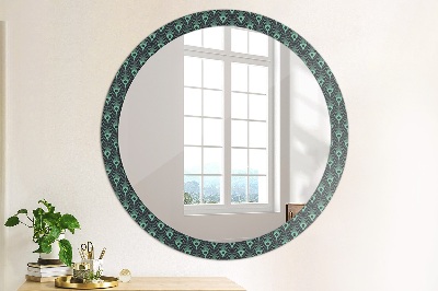 Miroir rond cadre avec impression Motif floral