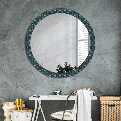 Miroir rond cadre avec impression Motif floral