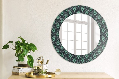 Miroir rond cadre avec impression Motif floral