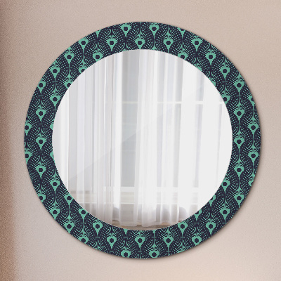 Miroir rond cadre avec impression Motif floral