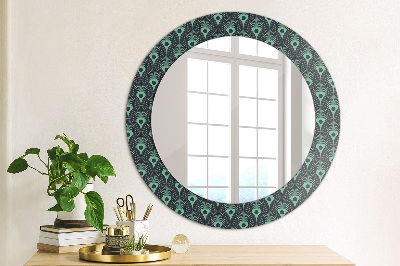 Miroir rond cadre avec impression Motif floral