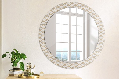 Miroir rond cadre imprimé Fleurs orientales