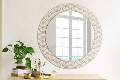 Miroir rond cadre imprimé Fleurs orientales