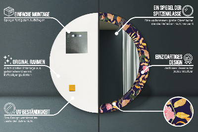 Miroir rond cadre imprimé Plantes watecolor