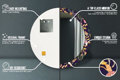 Miroir rond cadre imprimé Plantes watecolor