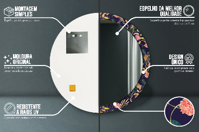 Miroir rond cadre imprimé Plantes watecolor