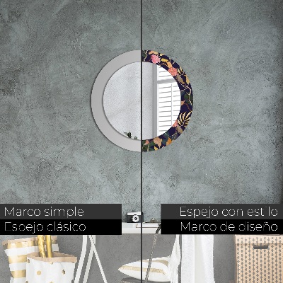 Miroir rond cadre imprimé Plantes watecolor