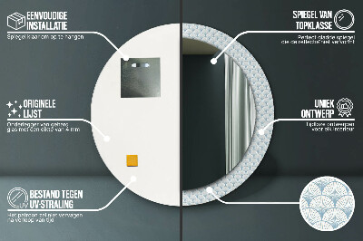 Miroir rond cadre imprimé Rétro japonais