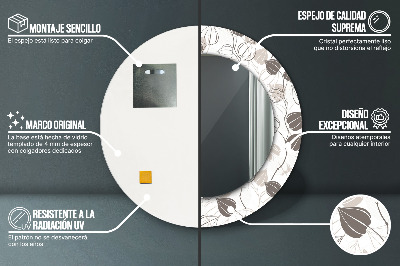 Miroir rond cadre imprimé Floral abstrait