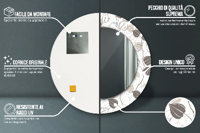 Miroir rond cadre imprimé Floral abstrait