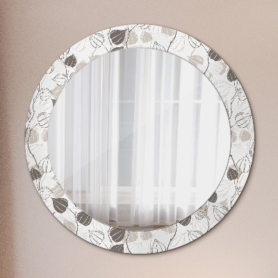 Miroir rond cadre imprimé Floral abstrait