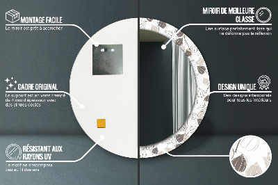 Miroir rond cadre imprimé Floral abstrait
