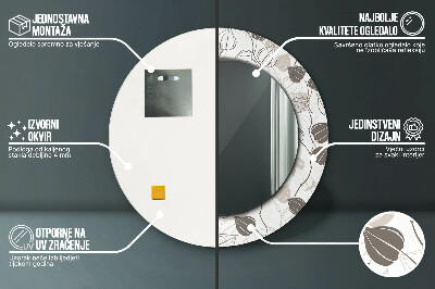 Miroir rond cadre imprimé Floral abstrait