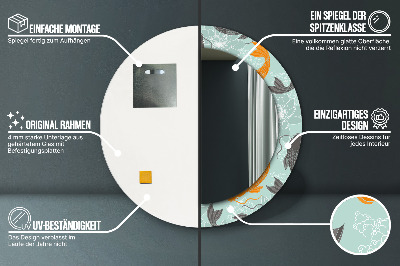 Miroir rond cadre imprimé Carpe chinoise