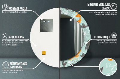 Miroir rond cadre imprimé Carpe chinoise