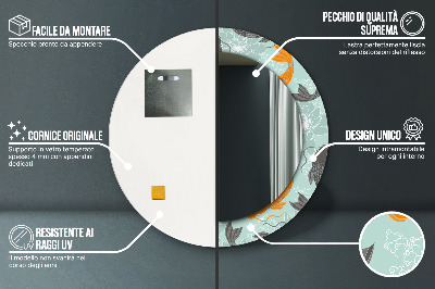 Miroir rond cadre imprimé Carpe chinoise