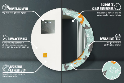 Miroir rond cadre imprimé Carpe chinoise