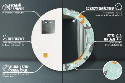 Miroir rond cadre imprimé Carpe chinoise