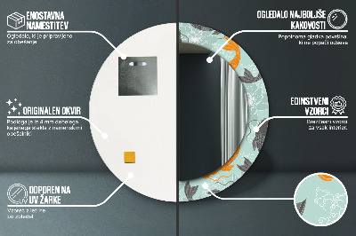 Miroir rond cadre imprimé Carpe chinoise