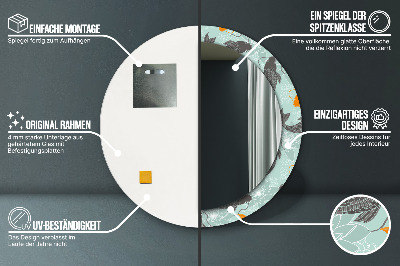 Miroir rond cadre imprimé Carpe chinoise