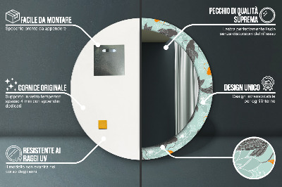 Miroir rond cadre imprimé Carpe chinoise