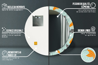 Miroir rond cadre imprimé Carpe chinoise