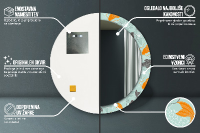 Miroir rond cadre imprimé Carpe chinoise