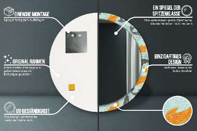 Miroir rond cadre imprimé Carpe chinoise