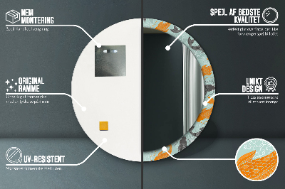 Miroir rond cadre imprimé Carpe chinoise