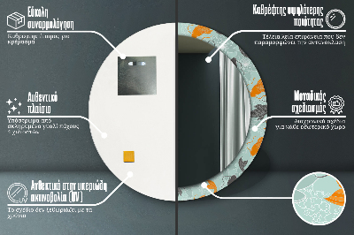 Miroir rond cadre imprimé Carpe chinoise