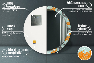 Miroir rond cadre imprimé Carpe chinoise