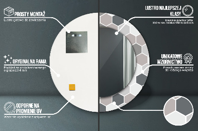 Miroir rond cadre imprimé Motif hexagonal