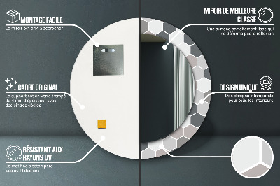 Miroir rond cadre imprimé Motif hexagonal