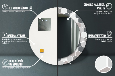 Miroir rond cadre imprimé Motif hexagonal