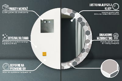 Miroir rond cadre imprimé Motif hexagonal