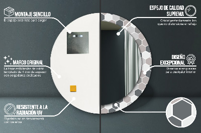 Miroir rond cadre imprimé Motif hexagonal