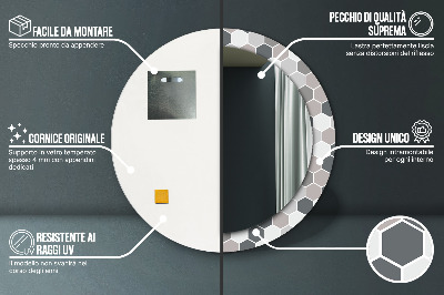 Miroir rond cadre imprimé Motif hexagonal