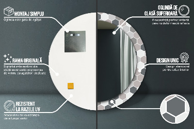 Miroir rond cadre imprimé Motif hexagonal