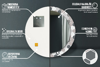 Miroir rond cadre imprimé Motif hexagonal