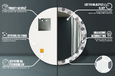 Miroir rond cadre imprimé Motif hexagonal