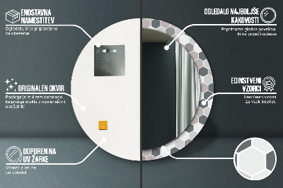 Miroir rond cadre imprimé Motif hexagonal