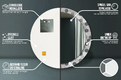 Miroir rond cadre imprimé Motif hexagonal