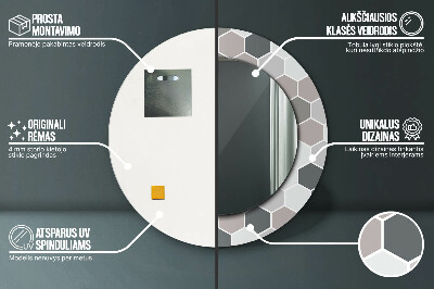 Miroir rond cadre imprimé Motif hexagonal