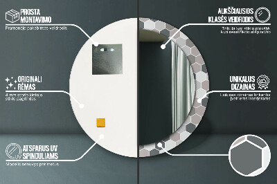 Miroir rond cadre imprimé Motif hexagonal