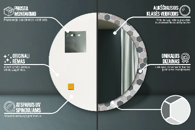 Miroir rond cadre imprimé Motif hexagonal