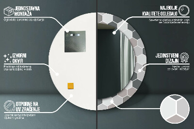 Miroir rond cadre imprimé Motif hexagonal