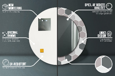 Miroir rond cadre imprimé Motif hexagonal