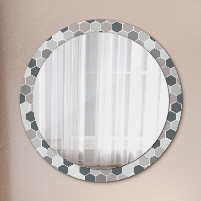 Miroir rond cadre imprimé Motif hexagonal